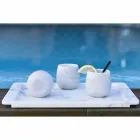 Composition of 2 Glasses in White Carrara Marble Made in Italy - Dolla Viadurini