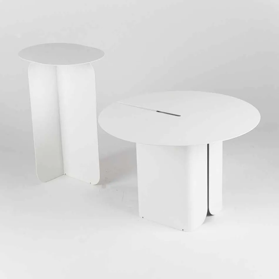 Composition of 2 Modern Coffee Tables in Steel Made in Italy - Poplar Viadurini