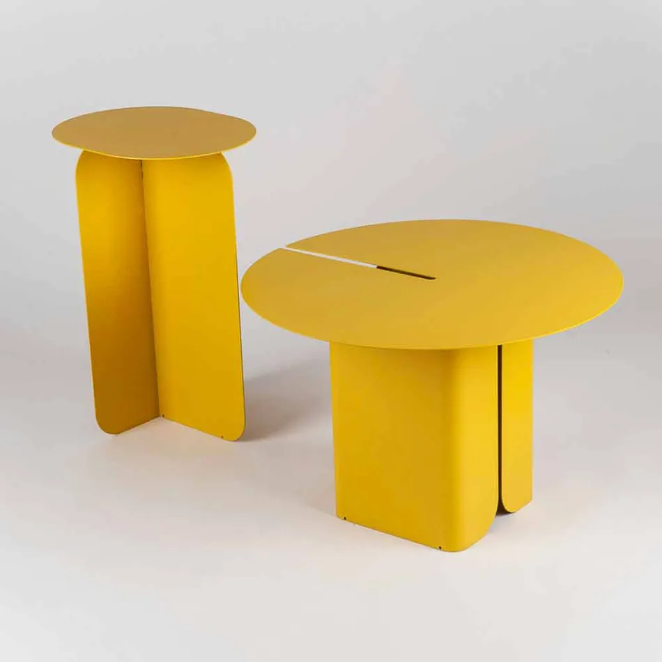 Composition of 2 Modern Coffee Tables in Steel Made in Italy - Poplar Viadurini