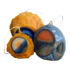 Composition of 3 Colored Wax Candles, Unique Pieces, Made in Italy - Dela Viadurini