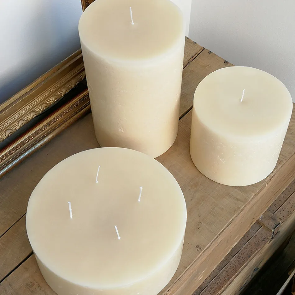Composition of 3 Modern Round Wax Candles Made in Italy - Candie Viadurini