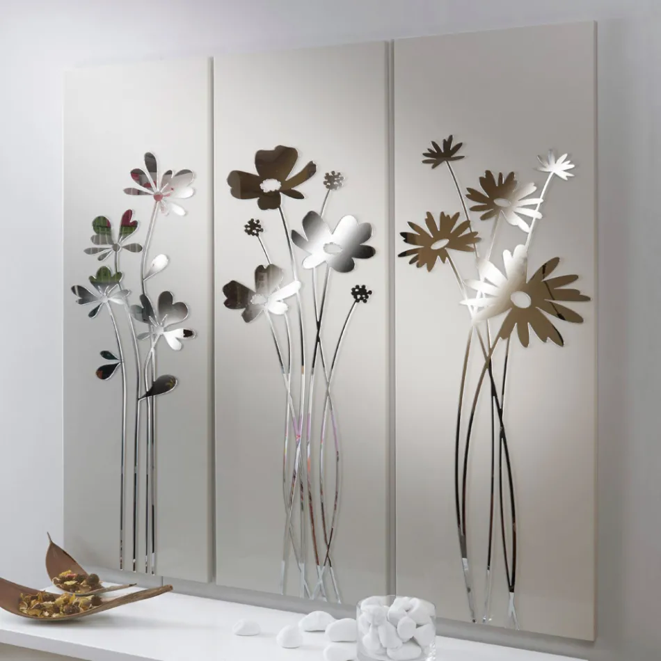 Composition of 3 Panels Depicting 3 Bouquets of Flowers Made in Italy - Colleen Viadurini