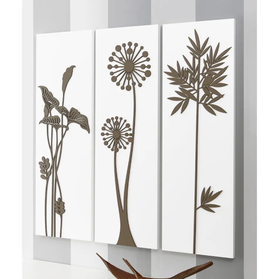 Composition of 3 Panels Depicting Shower Heads and Leaves Made in Italy - Eduardo Viadurini