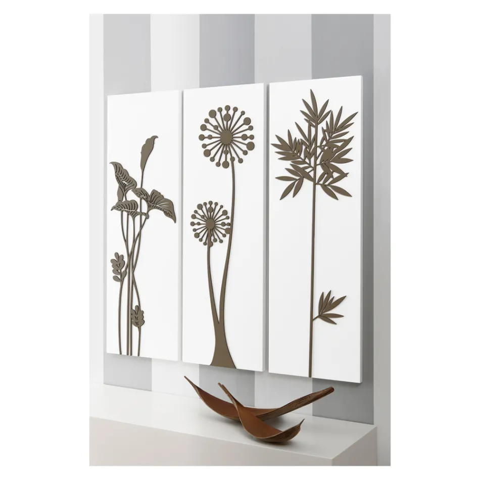 Composition of 3 Panels Depicting Shower Heads and Leaves Made in Italy - Eduardo Viadurini