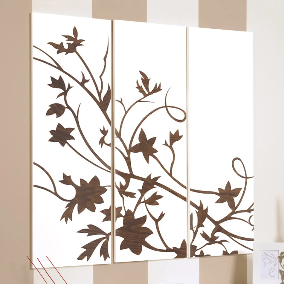 Composition of 3 Panels Depicting a Branch with Leaves Made in Italy - Ashton Viadurini