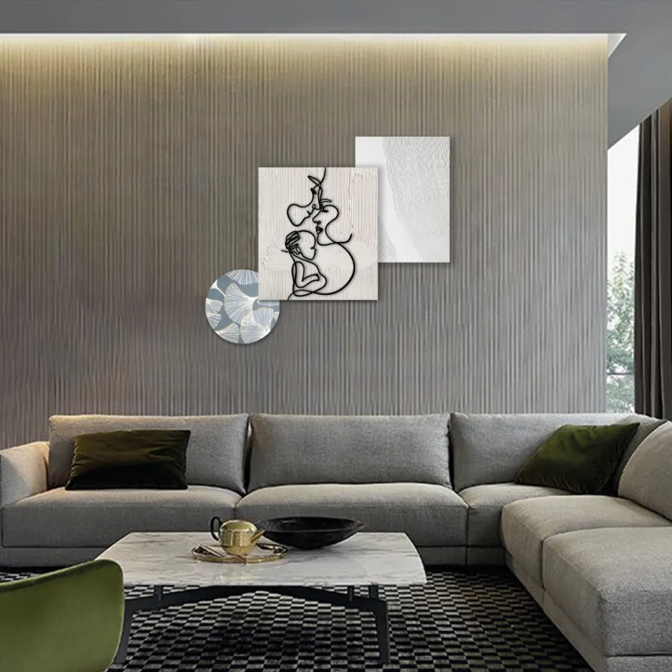 Composition of 3 Panels with Stylization of Love Made in Italy - Keina Viadurini