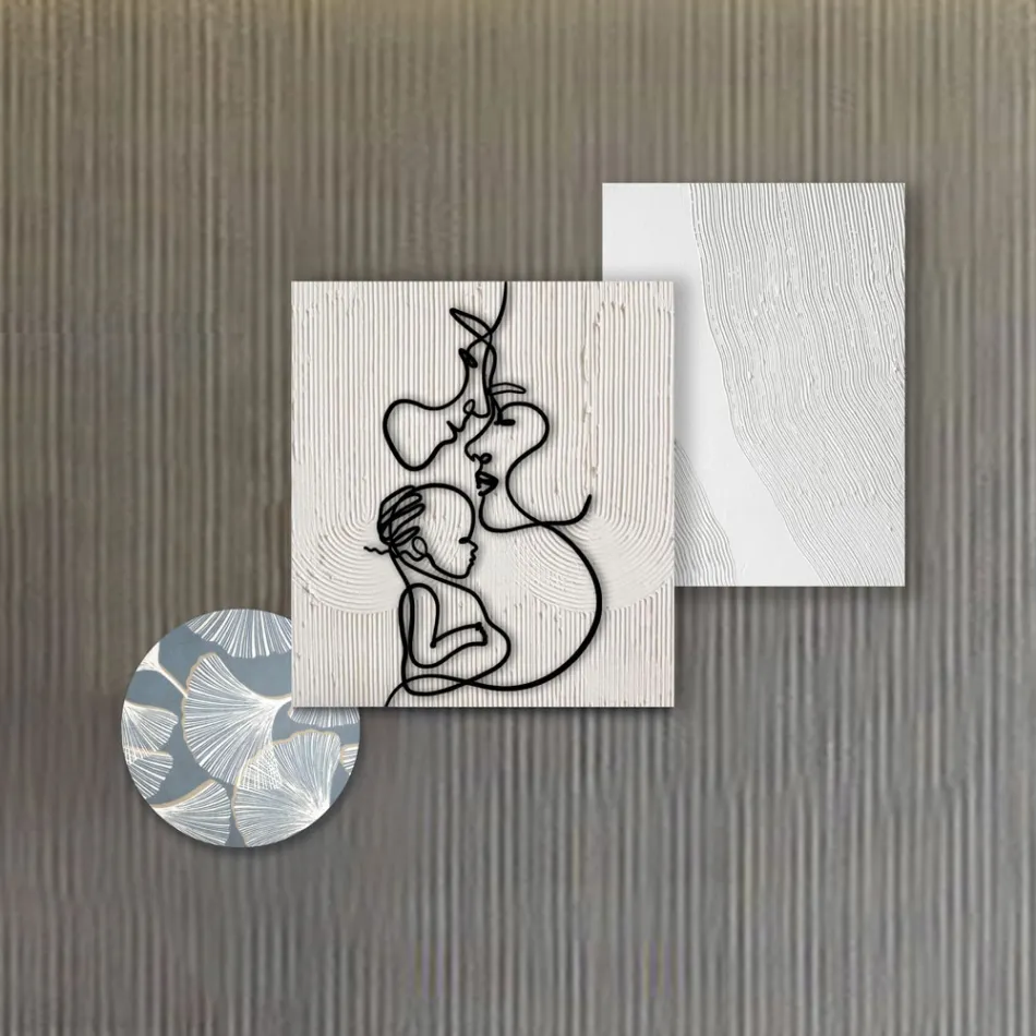 Composition of 3 Panels with Stylization of Love Made in Italy - Keina Viadurini