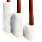 Composition of 3 Candle Holders in White Carrara Marble Made in Italy - Astol Viadurini