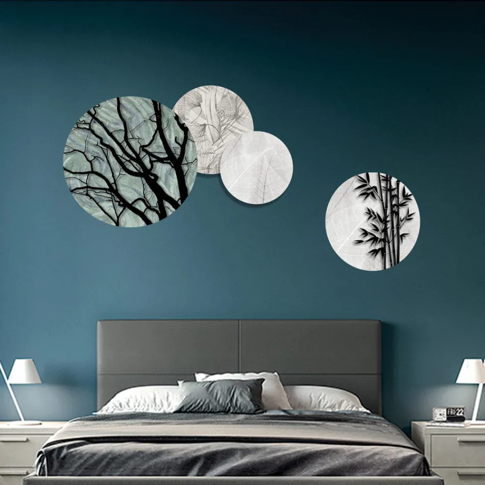 Composition of 4 Round Panels Made with Laser Made in Italy - Maeko Viadurini