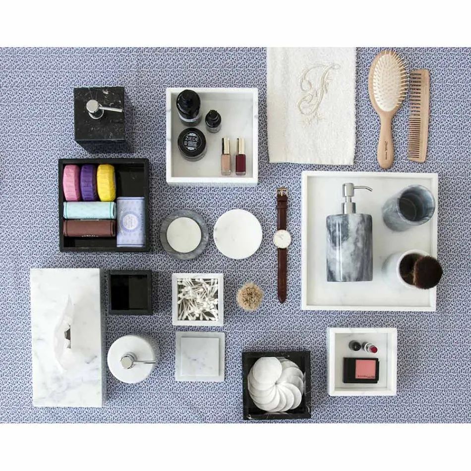 Composition of Marble Bathroom Accessories Made in Italy, 4 Pieces - Deano Viadurini