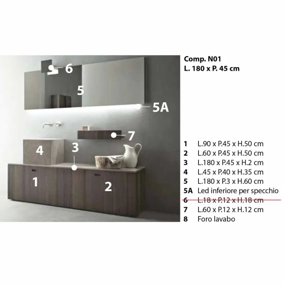 Modern Design Ground Bathroom Furniture Composition - Farart1 Viadurini