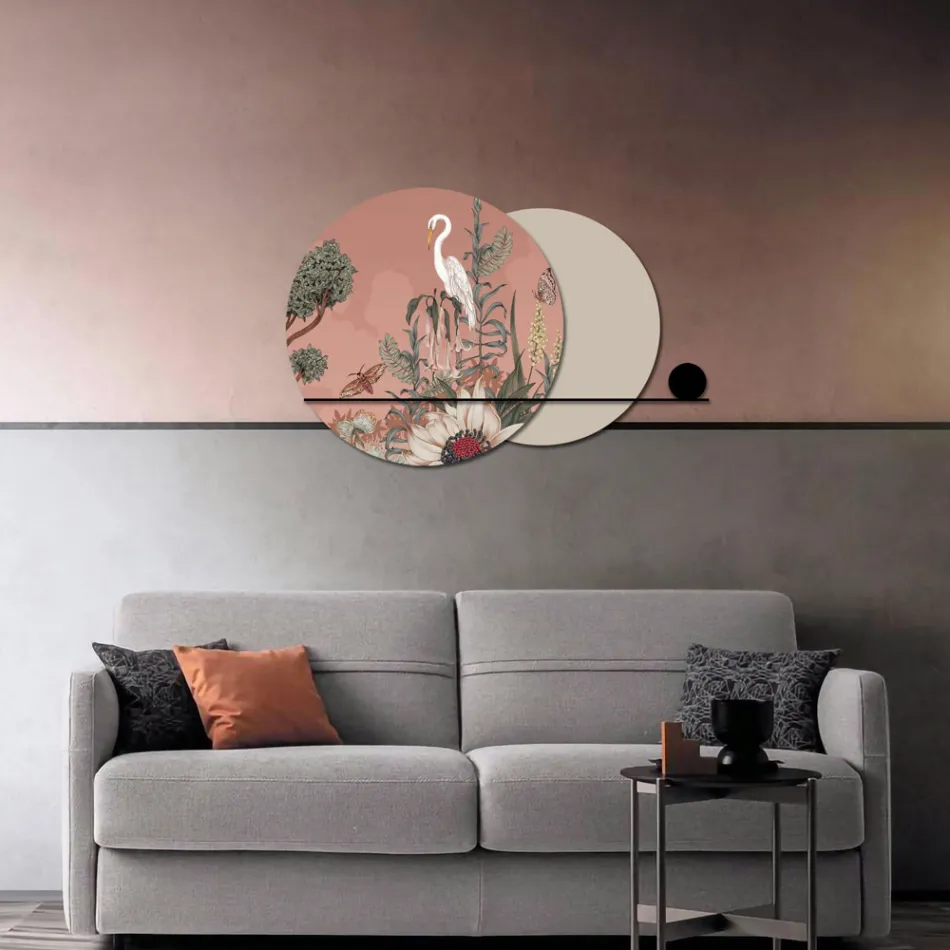 Composition of Wooden Panels with Tropical Print Made in Italy - Haiti Viadurini