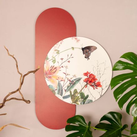 Composition of Wooden Paintings with Butterfly and Flower Prints Made in Italy - Ecuador Viadurini