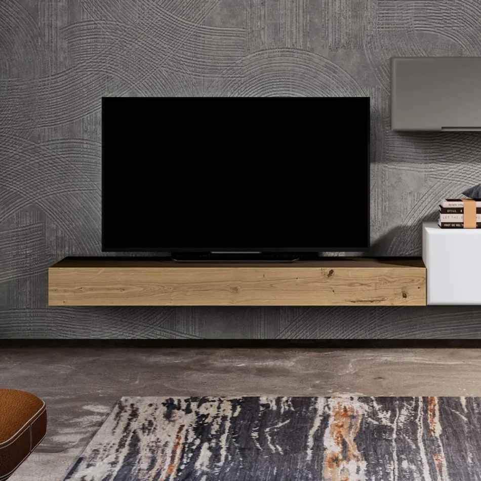 Composition of living room furniture and TV stand in MDF Made in Italy - Hedda Viadurini
