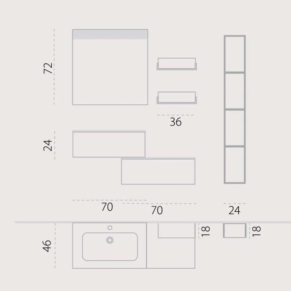Composition wooden furniture bathroom made in Italy Forlì Viadurini
