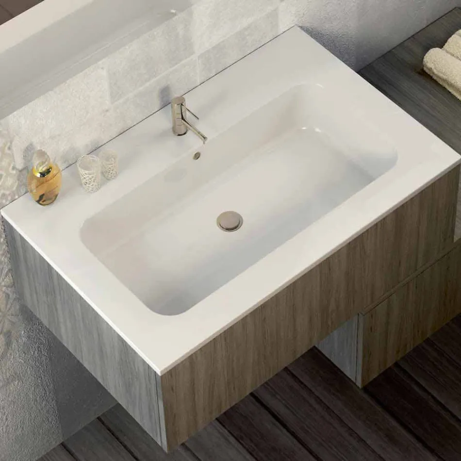 Composition wooden furniture bathroom made in Italy Forlì Viadurini