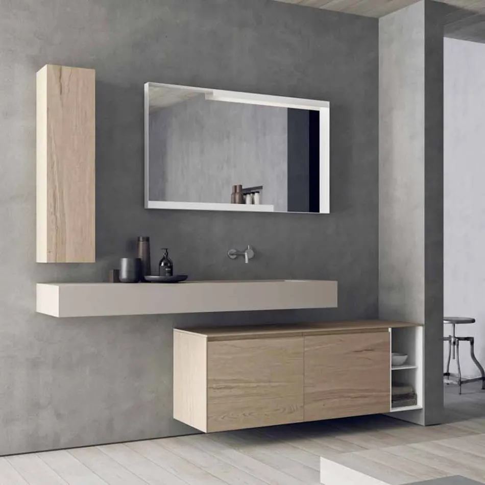 Modern and Suspended Bathroom Furniture Composition, Made in Italy Design - Callisi1 Viadurini