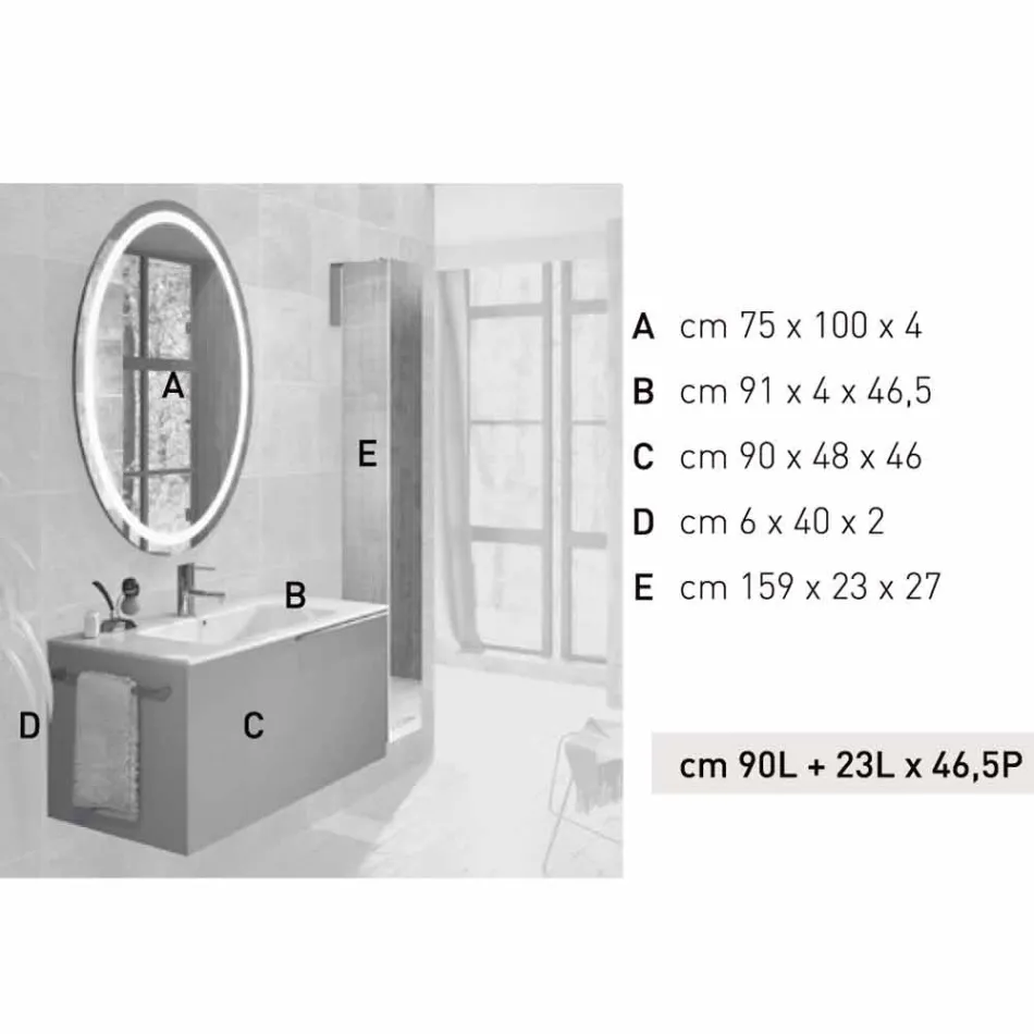 Composition of suspended bathroom furniture in wood design made Italy Genoa Viadurini