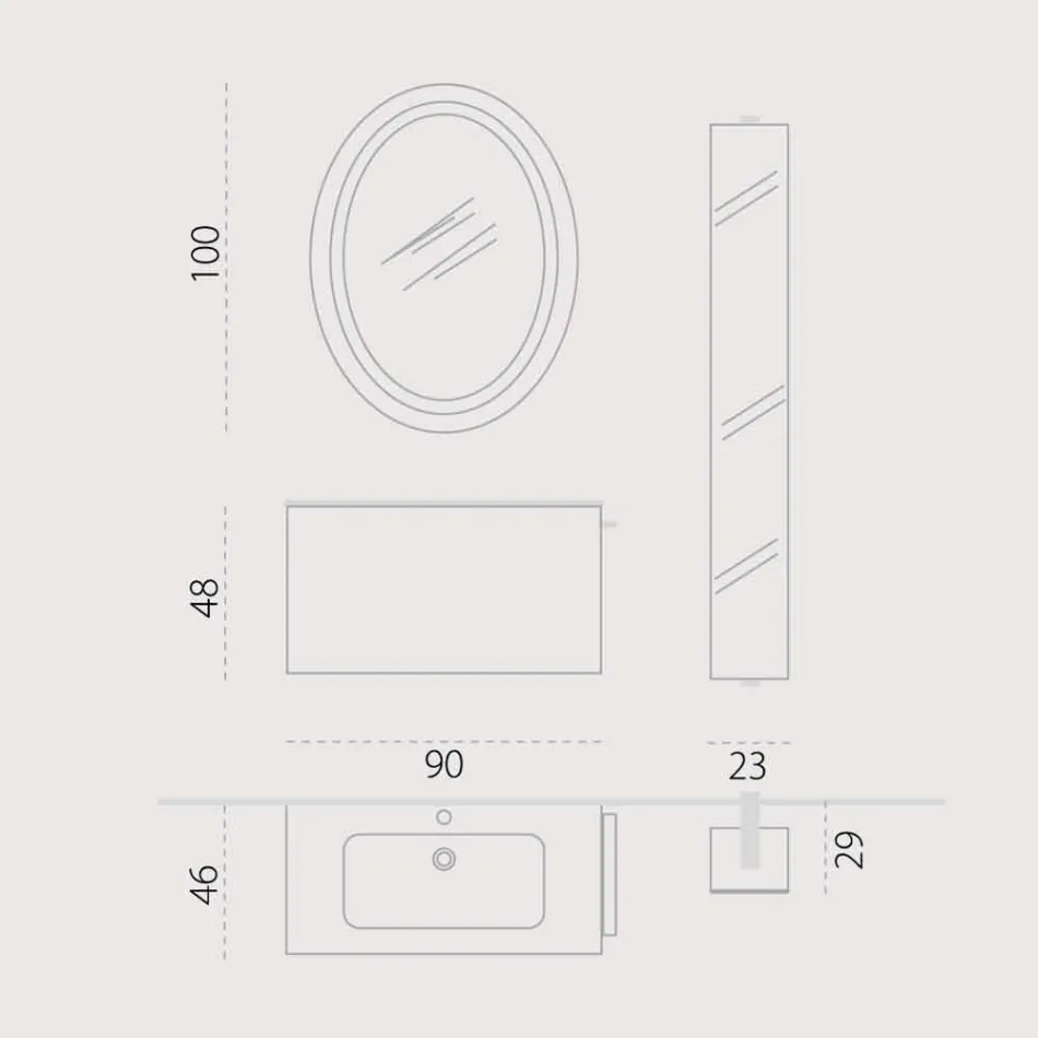 Composition of suspended bathroom furniture in wood design made Italy Genoa Viadurini