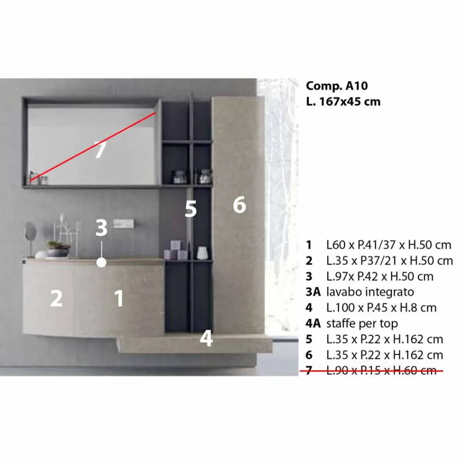 Bathroom Composition, Modern Italian Design Suspension - Callisi10 Viadurini