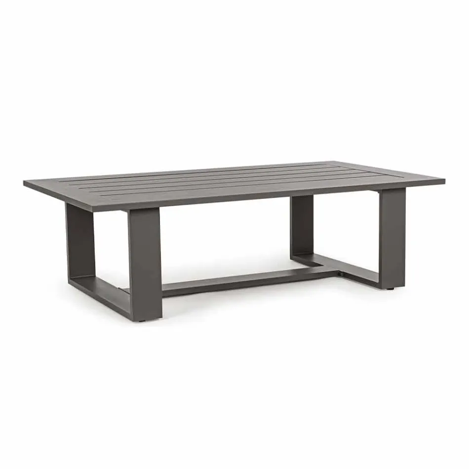 Outdoor Living Room Composition in Aluminum with Fabric Cushions - Yoshi Viadurini