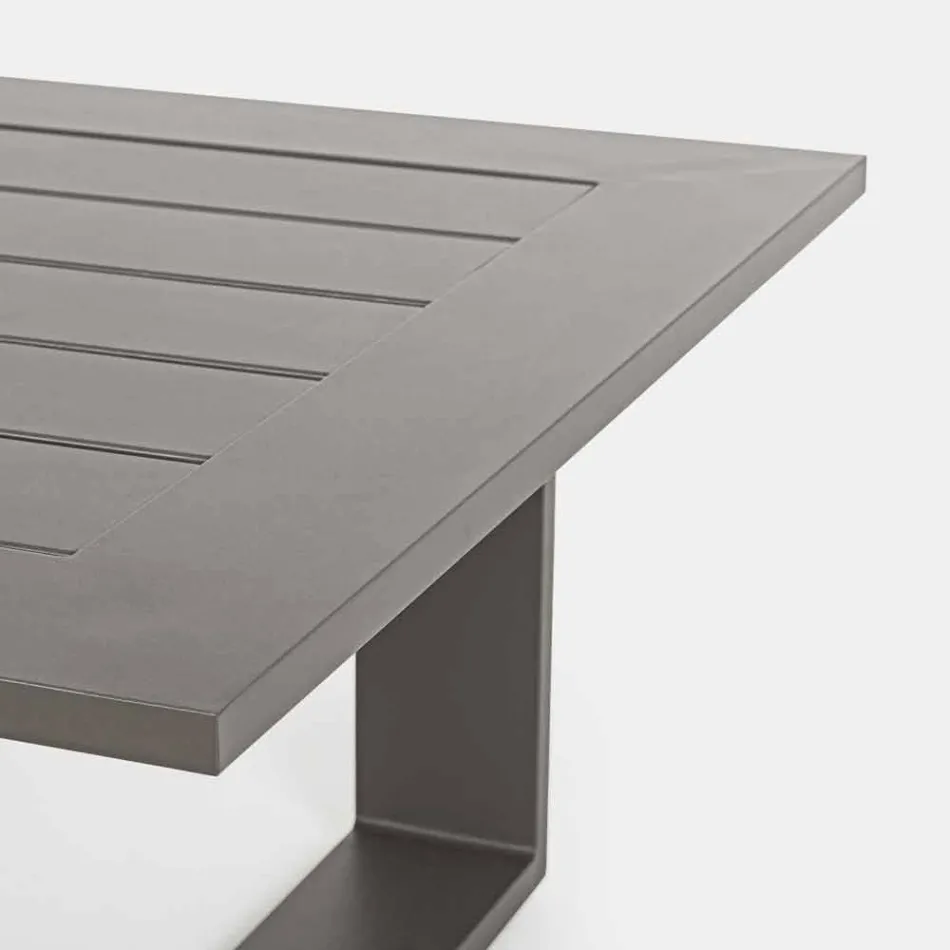 Outdoor Living Room Composition in Aluminum with Fabric Cushions - Yoshi Viadurini