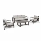 Outdoor Living Room Composition in Aluminum with Fabric Cushions - Yoshi Viadurini