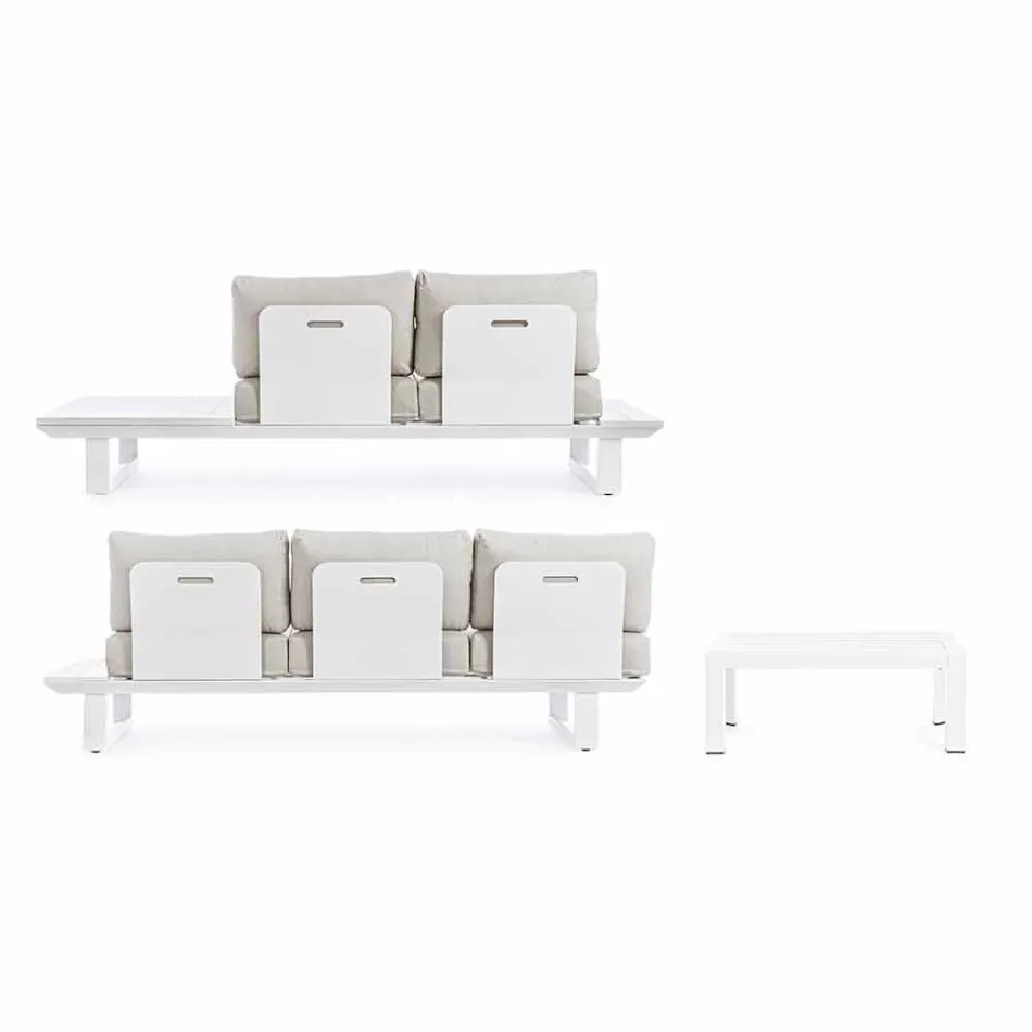 Outdoor Living Room Composition in Aluminum and Homemotion Fabric - Francine Viadurini