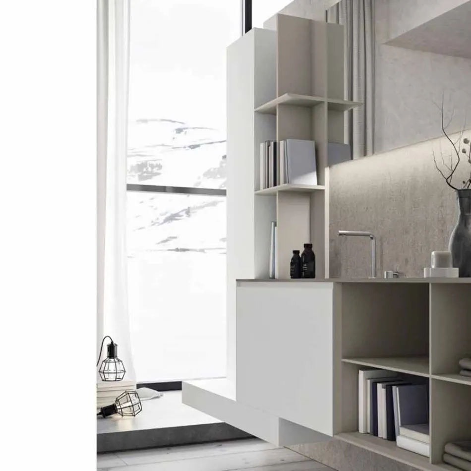 Suspended Bathroom Furniture Composition with Modern Design Made in Italy - Callisi15 Viadurini