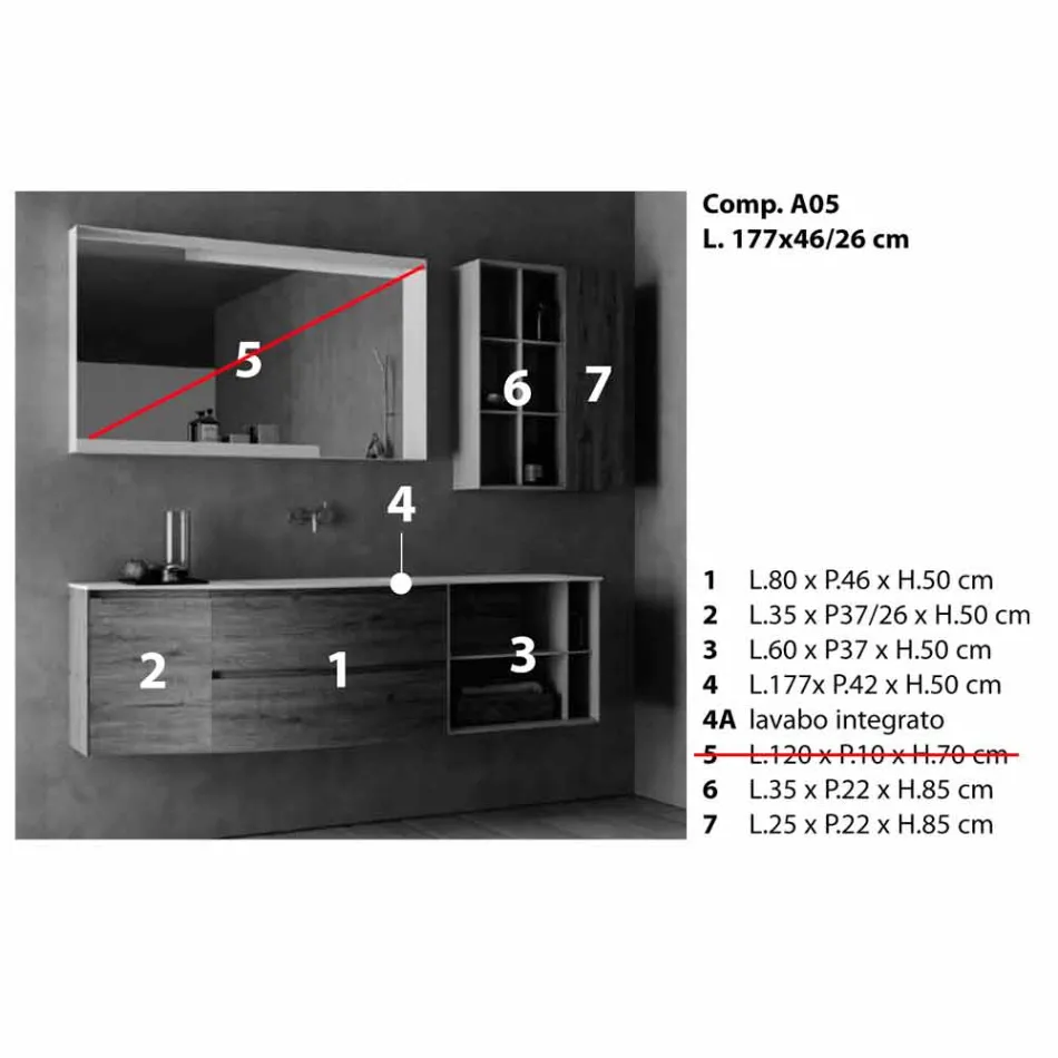 Suspended Design Composition, Modern Design Bathroom Furniture - Callisi5 Viadurini