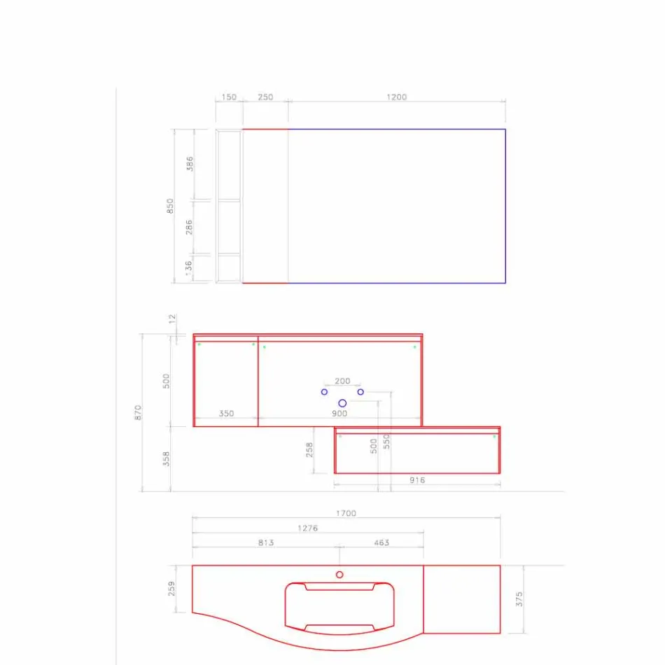 Suspended and Modern Composition for the Bathroom, Made in Italy Design - Callisi4 Viadurini