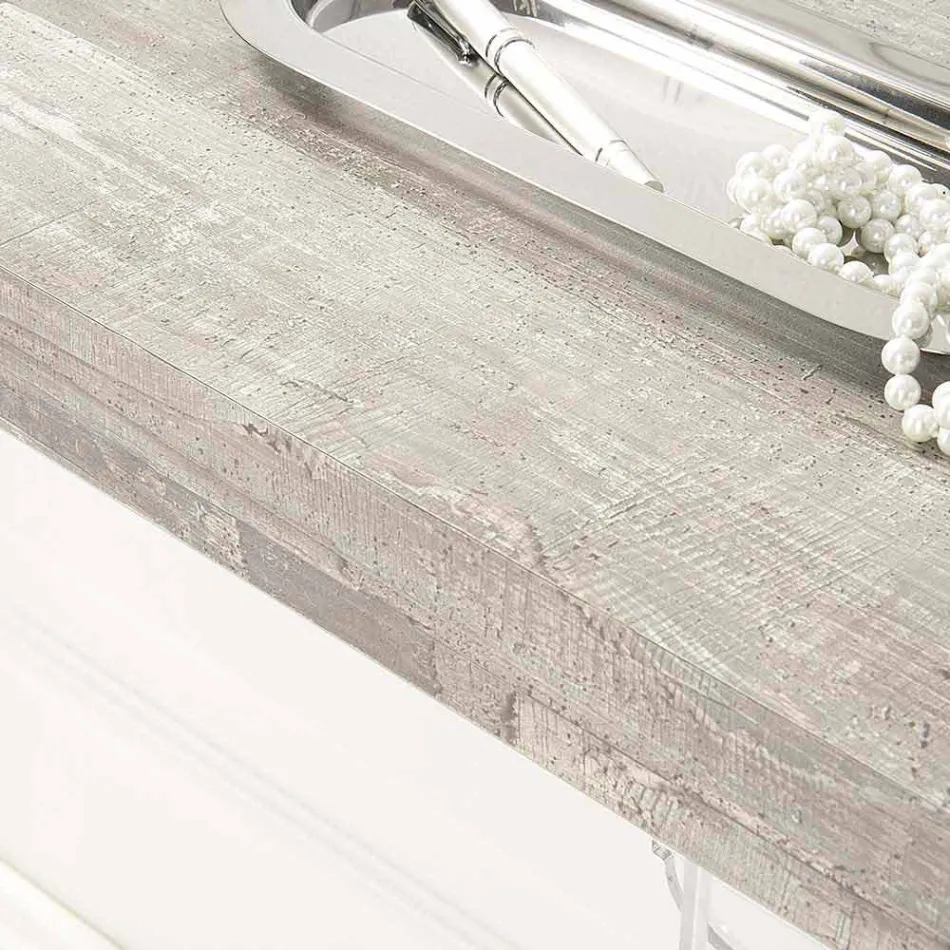 Wall Console Table in Gray White Wood or Corten and Plexiglass - Leopardi Viadurini