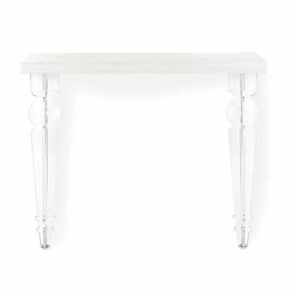 Wall Console Table in Gray White Wood or Corten and Plexiglass - Leopardi Viadurini