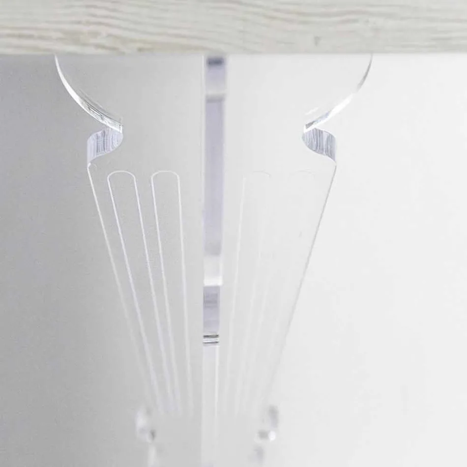 Wall Console Table in Gray White Wood or Corten and Plexiglass - Leopardi Viadurini