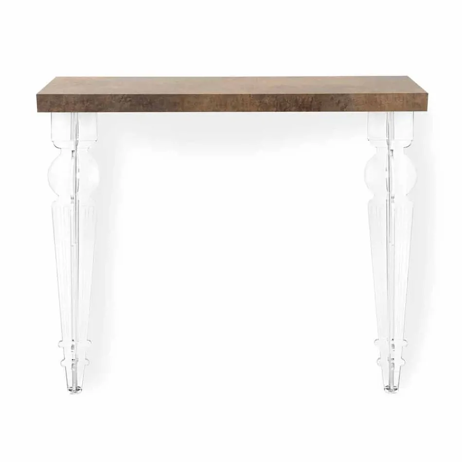 Wall Console Table in Gray White Wood or Corten and Plexiglass - Leopardi Viadurini