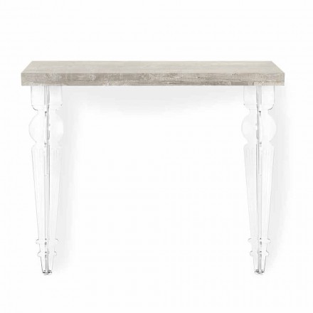 Wall Console Table in Gray White Wood or Corten and Plexiglass - Leopardi Viadurini