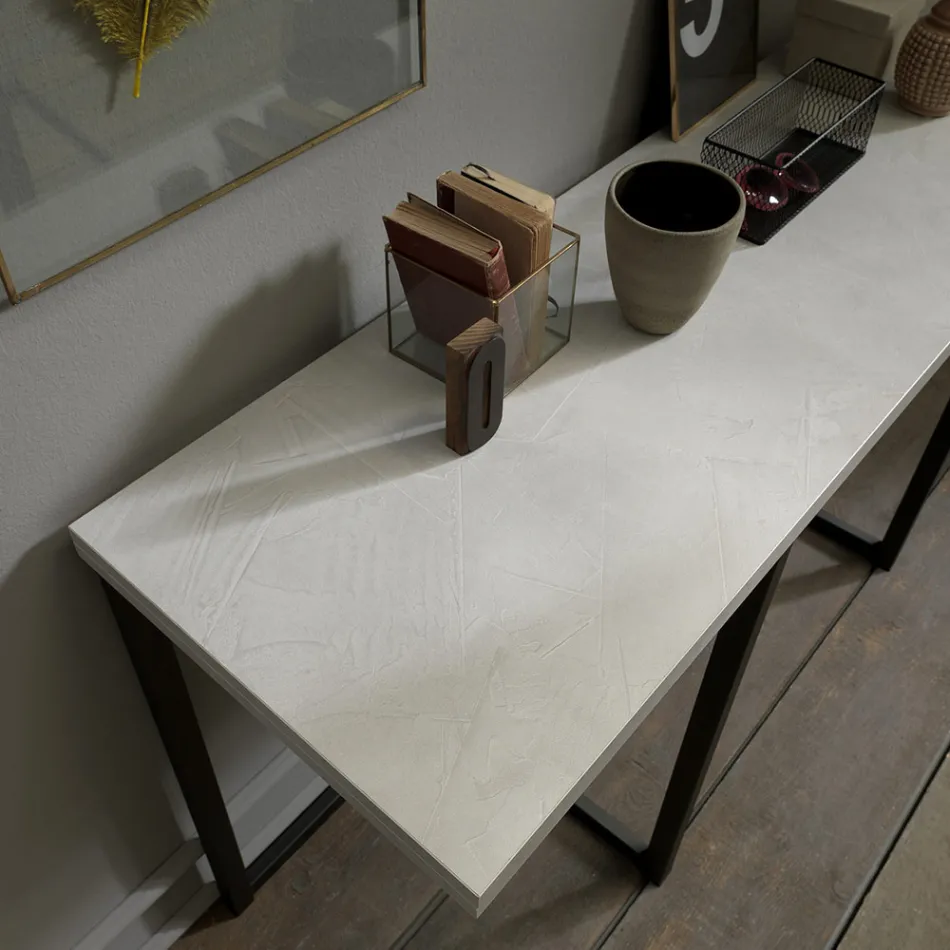 Extendable Console 150 cm in Metal and Melamine Made in Italy - Flap Viadurini