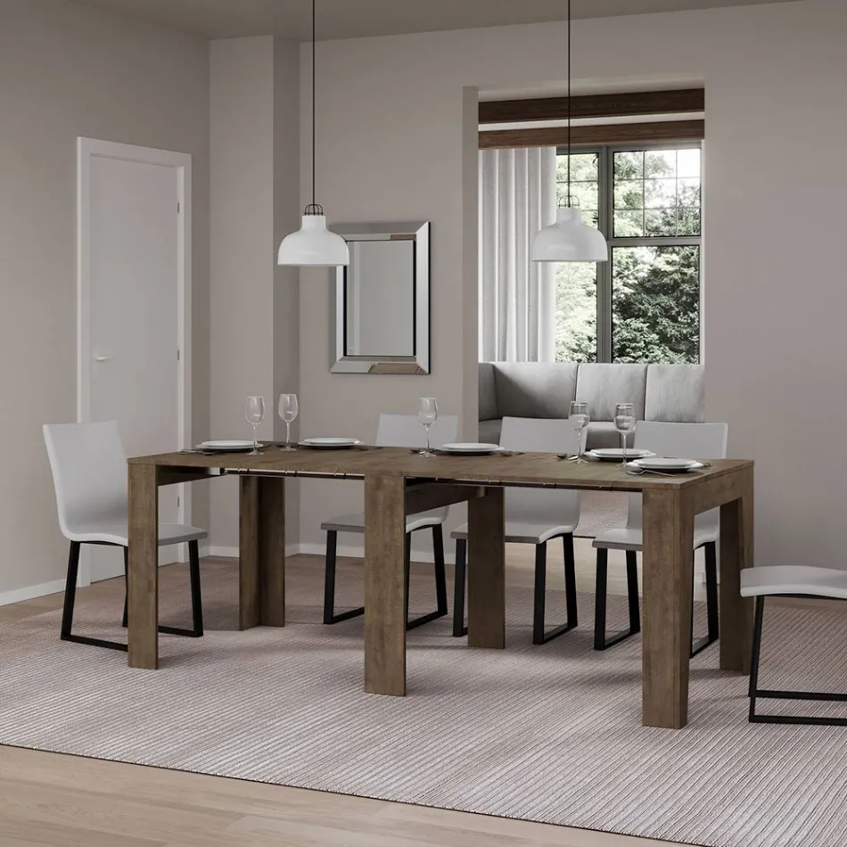 Extendable Console to 181 cm in Melamine Essence Made in Italy - Castello Viadurini