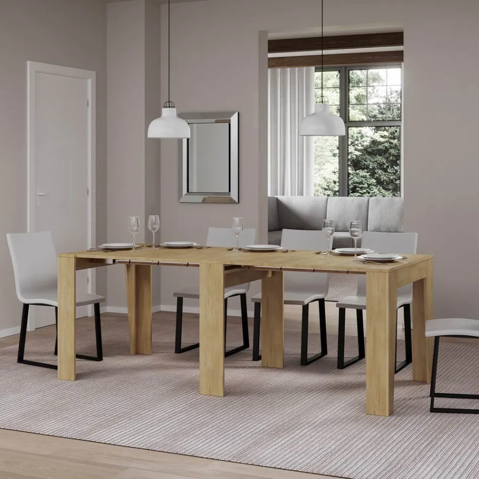 Extendable console to 211 cm in melamine in essence Made in Italy - Incantesimo Viadurini