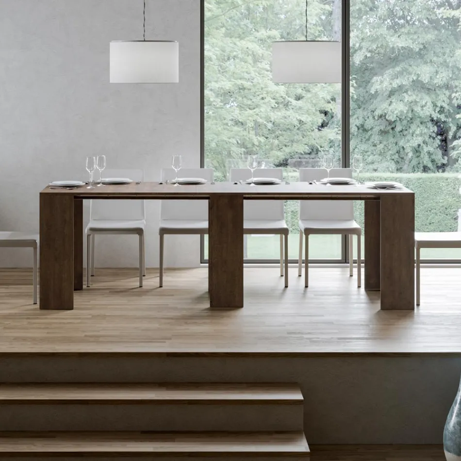 Extendable Console to 299 cm with Internal Extensions Made in Italy - Hourglass Viadurini