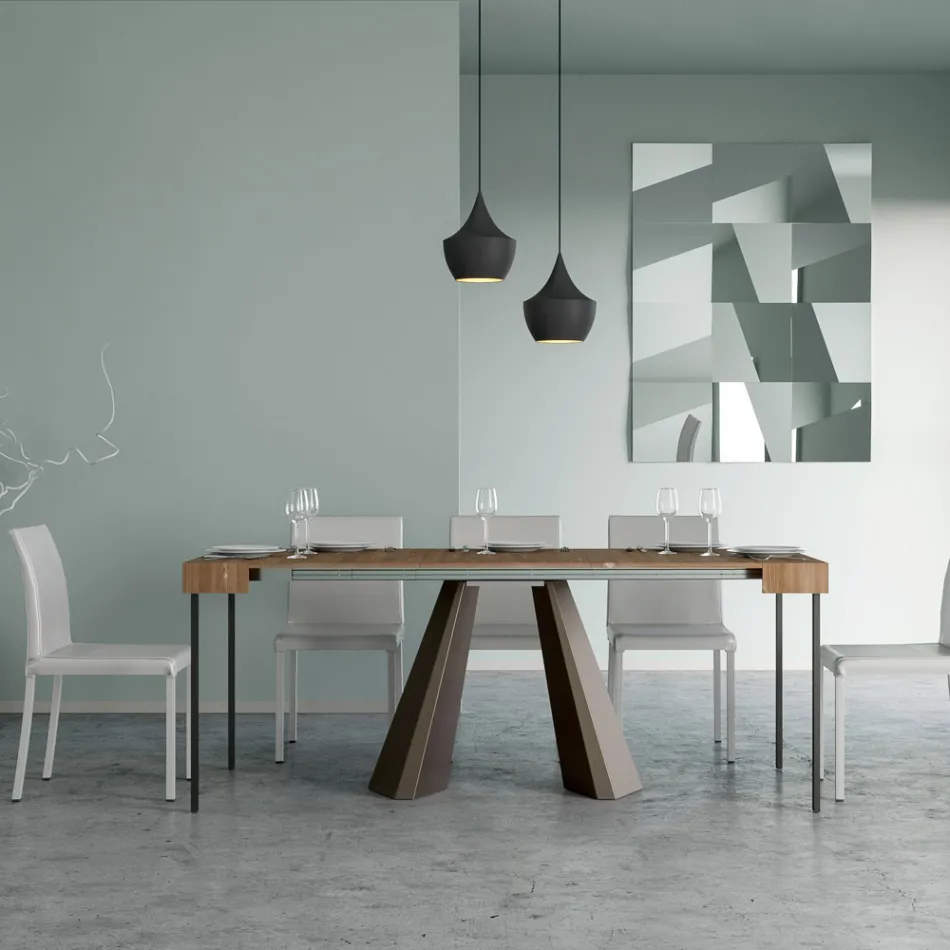 Extendable Console to 300 cm with Bear Finish Legs Made in Italy - Destino Viadurini