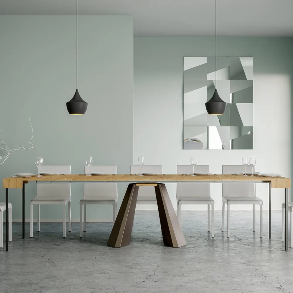 Extendable Console to 300 cm with Bear Finish Legs Made in Italy - Destino Viadurini