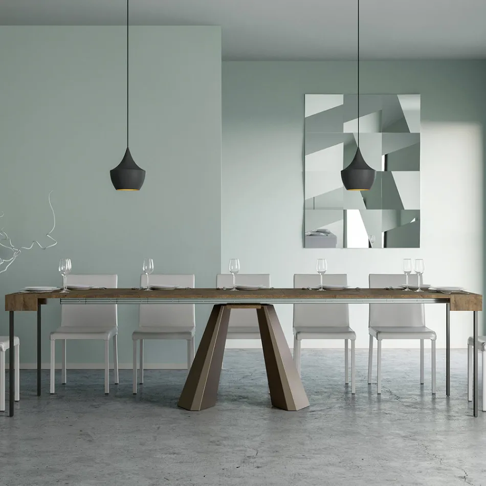 Extendable Console to 300 cm with Bear Finish Legs Made in Italy - Destino Viadurini