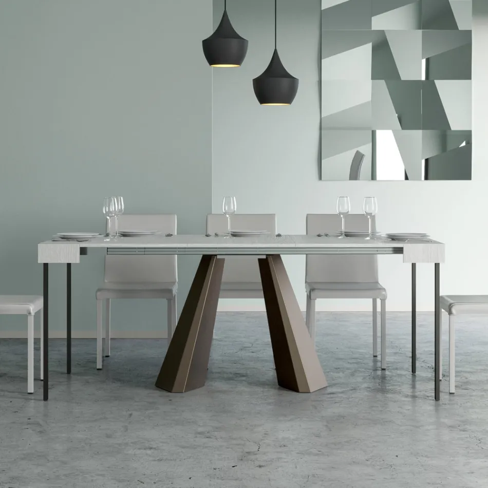 Extendable Console to 300 cm with Bear Finish Legs Made in Italy - Destino Viadurini