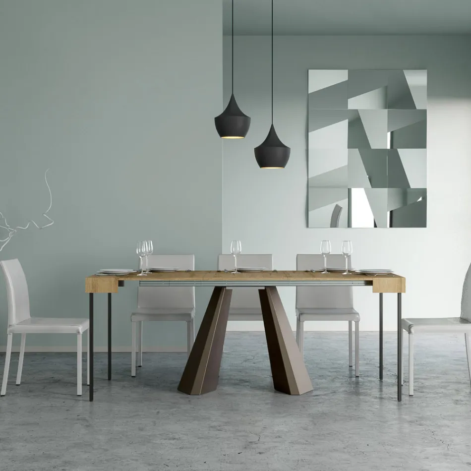 Extendable Console to 300 cm with Bear Finish Legs Made in Italy - Destino Viadurini