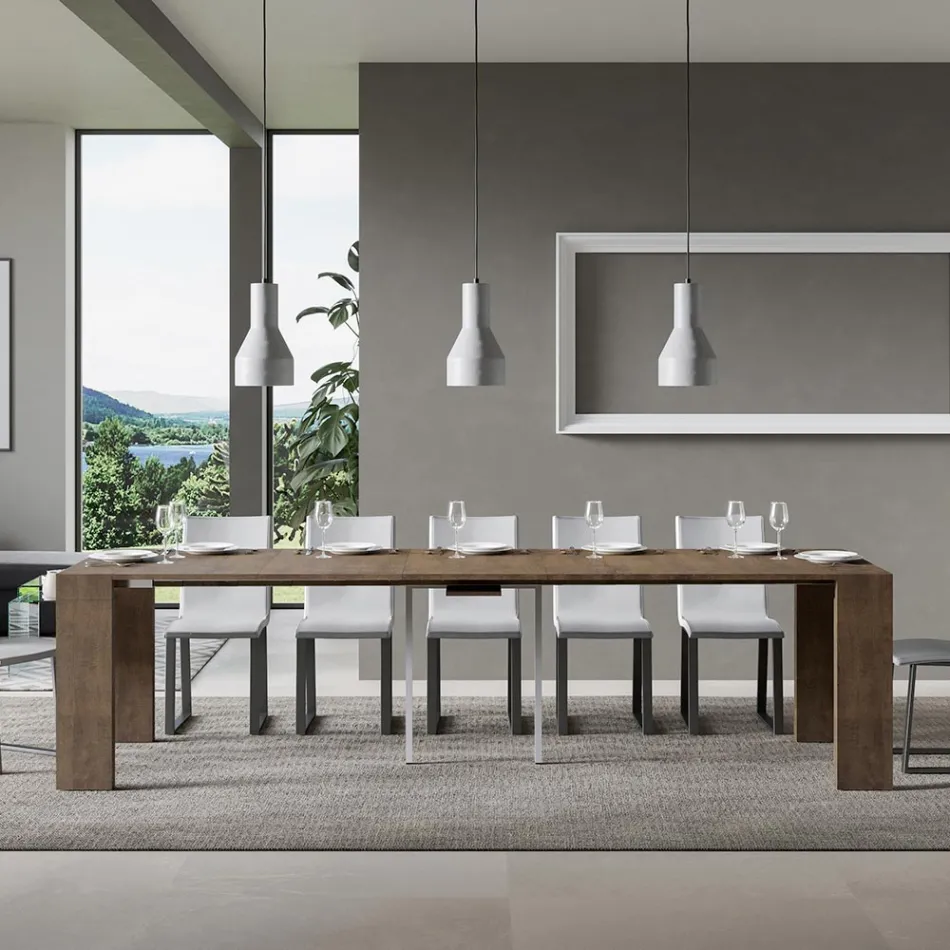 Extendable Console to 300 cm with 2-Legged Support Made in Italy - Phantom Viadurini