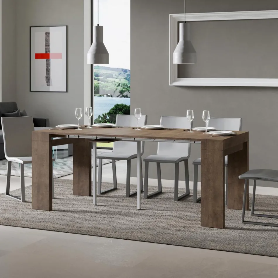 Extendable Console to 300 cm with 2-Legged Support Made in Italy - Phantom Viadurini