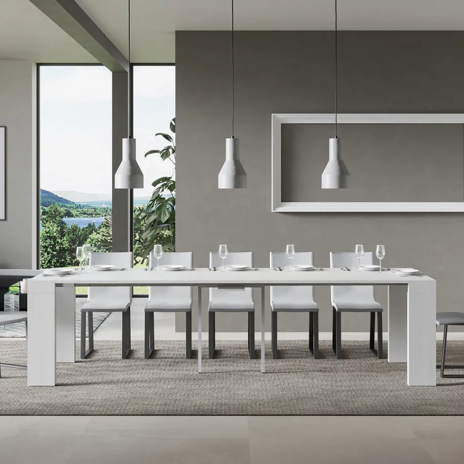 Extendable Console to 300 cm with 2-Legged Support Made in Italy - Phantom Viadurini