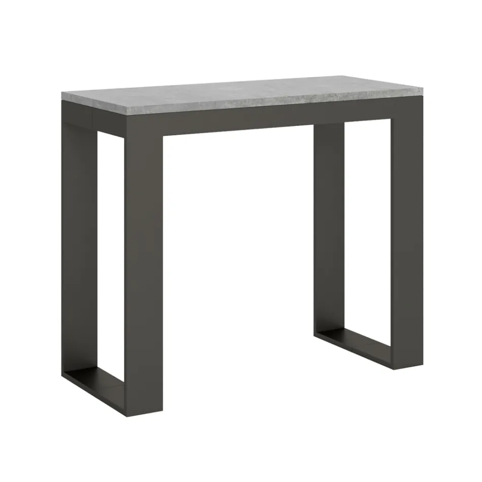 Extendable Console to 300 cm with Anthracite and Wood Frame Made in Italy - Fata Viadurini