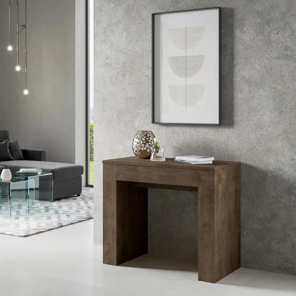 Extendable Console to 307 cm in Made in Italy Wooden Microparticles - Corona Viadurini